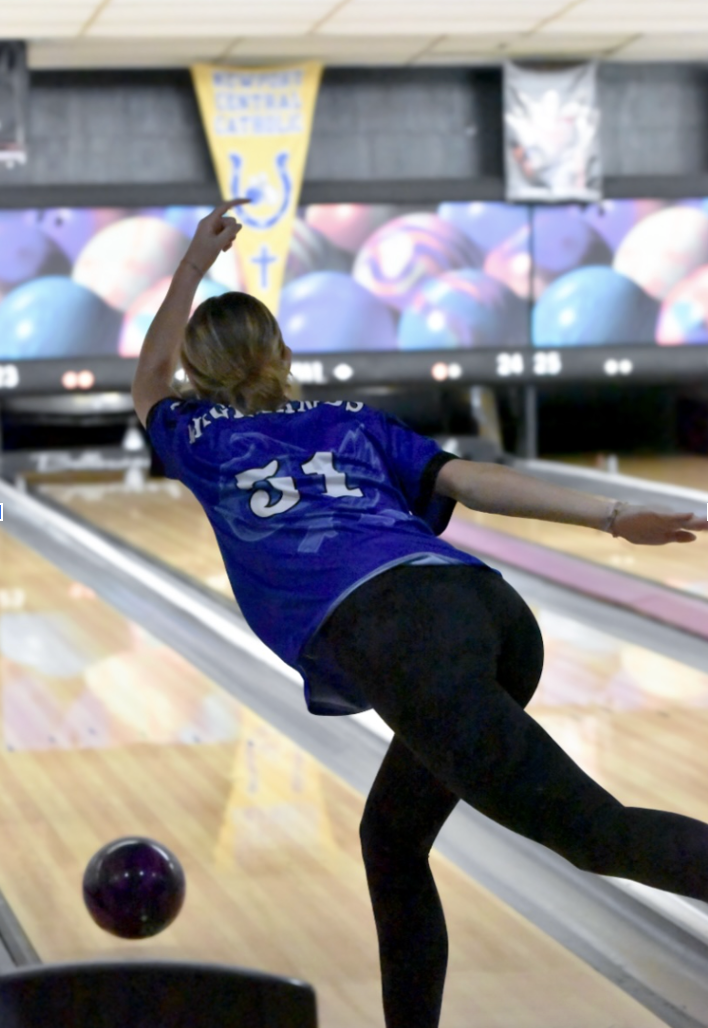 On January 11, Riley Tolle (12) was captured, releasing the ball onto the lane during the team’s bowling matchup last season. 

